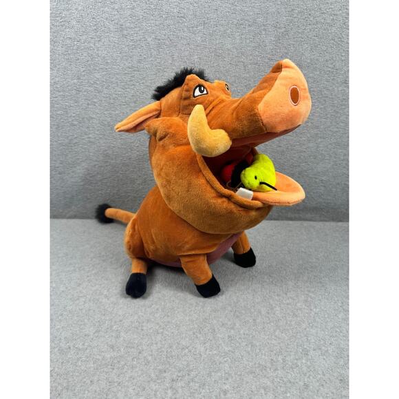 Disney Store Lion King Pumba Warthog‎ Grub Bugs in Mouth Pumbaa Pig Plush 14" - Picture 1 of 7